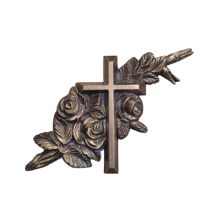 CROIX + GERBE DE FLEURS  16 x 8 cm
