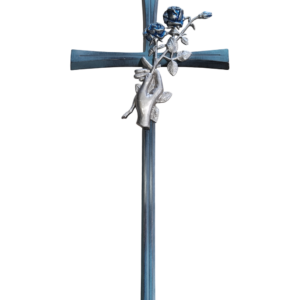 CROIX BLEUE + MAIN + ROSES  40 x 20 cm