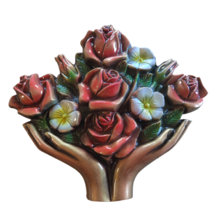 2 MAINS + FLEURS COULEUR  18 x 20 CM