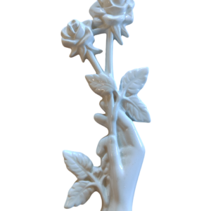 MAIN + ROSES BLANC  13.5 X 5 CM