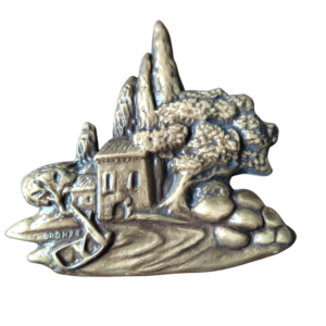 BARQUE + MAISON + ARBRES  10 x 11 cm