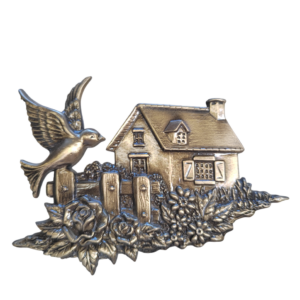 MAISON +OISEAU + JARDIN + BARRIERE   13 x 9 cm
