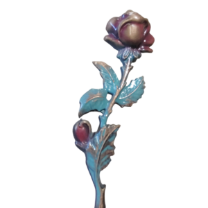 ROSE ROUGE & BLEU COULEUR  18 x 6 cm