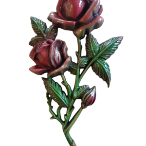 2 ROSES + FEUILLAGE COULEUR  19 x 10.8 cm