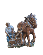 LABOURS AVEC CHEVAL COULEUR   11 x 11 cm
