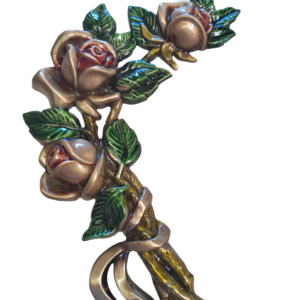 GERBE DE ROSES ET RUBAN COULEUR  24 x 17 cm