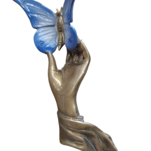 MAIN + PAPILLON BLEU  12 X 8 CM