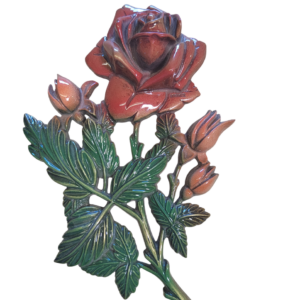 ROSE + BOUTONS + FEUILLAGE COULEUR  20 x 12.5 cm