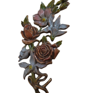 FLEURS  + 2 ROSES COULEURS  33 x 15 cm